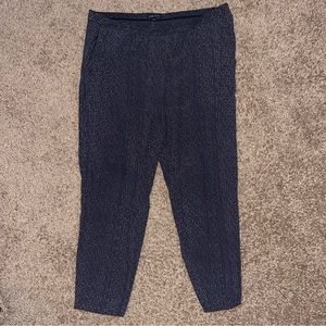 Eileen Fisher Black Stretch Pull on Patterned Pants Large